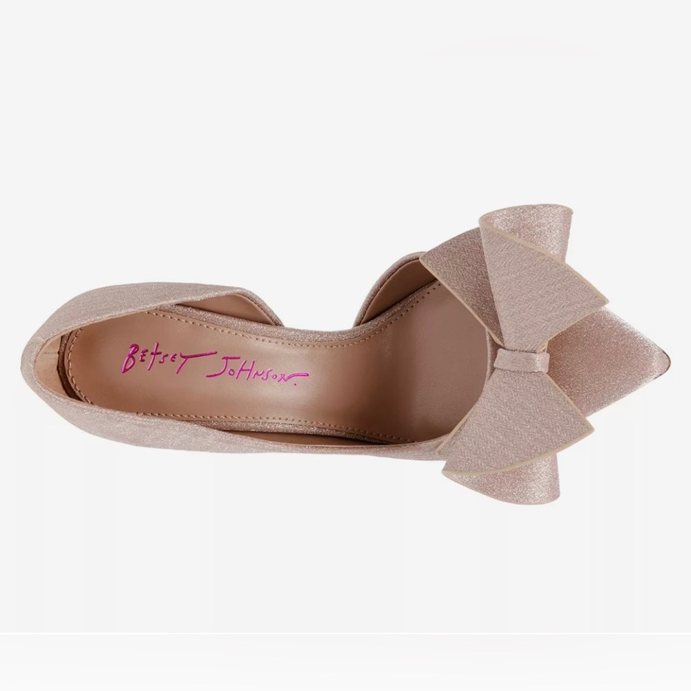 Betsey Johnson Glittering Pink Heels with Bow - Picture 3 of 11